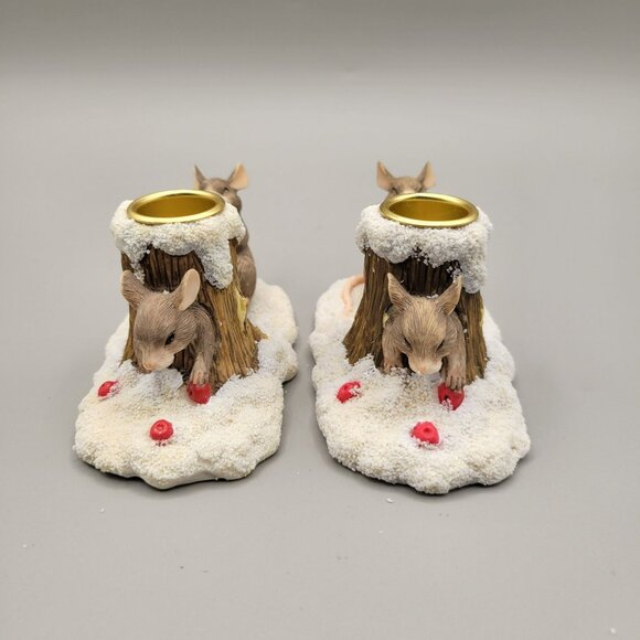 Charming Tails Mouse in a Tree Hole Candleholders Figurine Retired Silvestri HTF - Picture 3 of 10